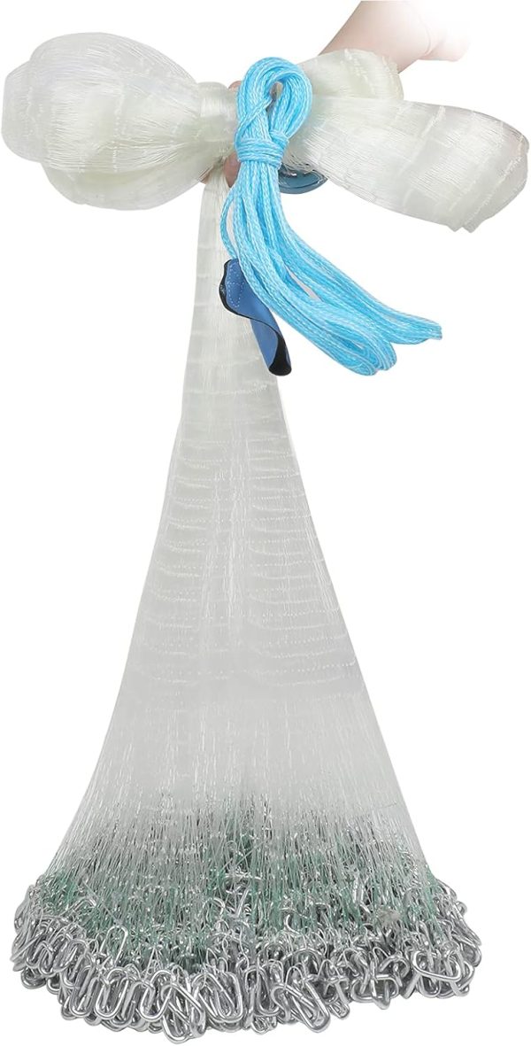 Lucky Monet 10/12/13.3/15ft Radius Large American Saltwater Fishing Cast Net for Bait Trap Fish, Easy Throw Thicken Nylon Line w/Upgraded Steel Chain Sinker, 5/8 Inches Mesh Size - Image 9
